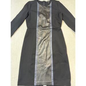 J Crew Leather Panel Dress Bodycon Stretch Zip Cuffs In Black Womens Size 8